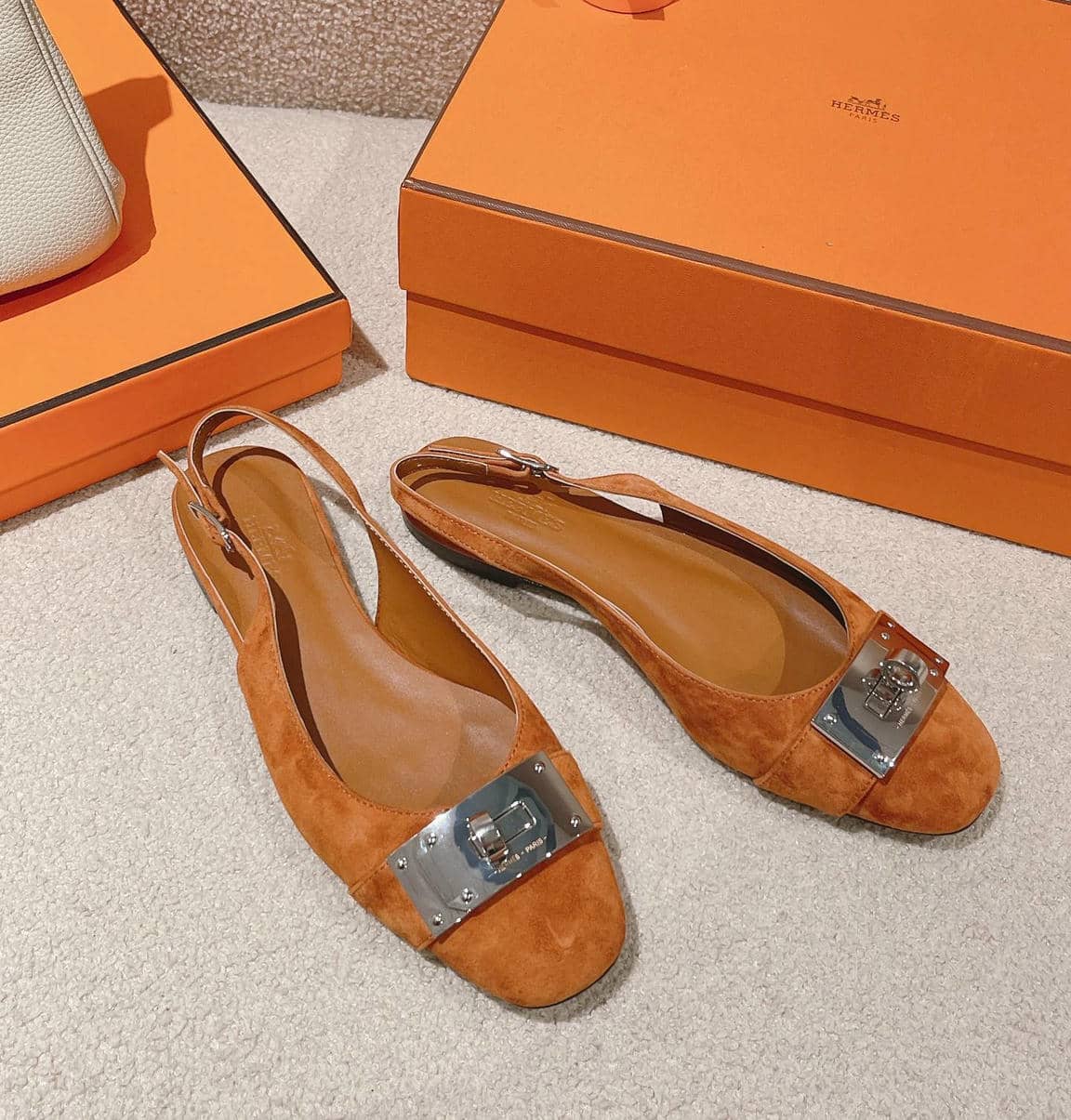 Hermes Kelly buckle slingback ballet flats-5
